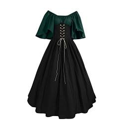 Caxndycing Damen Renaissance Mittelalter Kostüme Kleid Trompetenärmel Gothic Retro Kleid Unterkleid Lang 18 Jahrhundert Renaissance Altmodische Vintage Historisches Trompetenärmel Kleid von Caxndycing