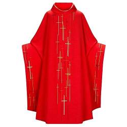 Caxndycing Herren Klerus Priester Römische Celebrant Taufen Kostüm Vestment Messgewand Erwachsenen Kirche Katholisch Vater Masse Gewänder Robe Messgewand Katholische Kirche Vater Priester Kasel Robe von Caxndycing