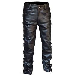 Caxndycing Herren Motorrad Lederhose Herren Freizeit Lederhose Hosen aus PU Leder Trainingshose Matt Kunstleder Enganliegend Hose Winddicht und Wasserdicht Trachtenlederhose von Caxndycing