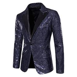 Caxndycing Herren Pailletten Sakko Glitzer Blazer Hochzeit Mantel Langarm Mantel Anzug Herrenjacke Performance-Kostüm für Hochzeit und Party Pailletten Glitter Anzug Jacke Slim Fit Karneval Kostüm von Caxndycing