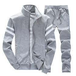 Caxndycing Herren Trainingsanzüge Sportanzug Cardigan Trainingsanzug Freizeit Winddichte Winter Warm Stehkragen Jack + Schnürhose Sweatsuits Zweiteiliger Freizeitanzug von Caxndycing