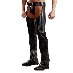 Caxndycing Herren Wetlook Glanz Lack-Optik Hosen Unterwäsche Pants Leder Hose Ouvert-Pants Männer Unterhose Tights Strumpfhose Offener Schritt Fetisch Dessous Männer Einfarbig Erotische Kleidung von Caxndycing