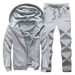 Caxndycing Herren Winter Gefüttert und Warm Jogginganzug Freizeitanzug Wintersport Zweiteiliger Kapuzenjacke mit Reißverschluss Oberteile Hose Herren Baumwolle Gefütterte Jogginganzug von Caxndycing