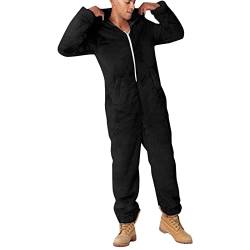 Caxndycing Jumpsuit Herren Winter Warm Overall Teddy Fleece Einteiler Onesie Schlafanzug Kuschelig Lang Pyjama Flauschig Weich Hausanzug Einfarbig Schlafoverall mit Kapuze Reißverschluss Homewear von Caxndycing