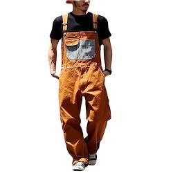 Caxndycing Latzhose Herren Vintage Streetwear Baggy Arbeitshose Herren Lang Latzhose Arbeitskleidung mit Verstellbaren Trägern und praktischen Entspannte Passform Fashion Outwear von Caxndycing