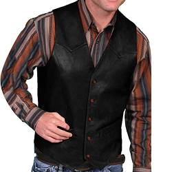 Caxndycing Lederweste Herren Wildleder Biker Trucker Weste Freizeitweste Leder Kutte Braun Druckknöpfe Herren Wildleder Leder Weste Vintage Cowboy Stil Ärmellose Jacke Slim Fit Hochzeit Weste von Caxndycing