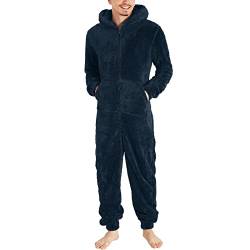 Caxndycing Men's One-Piece Pyjamas, Sleepsuit, Herren Paar Reißverschluss Warm Plüsch Overall, Herren Jumpsuit Teddy Fleece Onesie Herren Einteiler Schlafanzug Warm Plüsch Overall Lang Pyjama von Caxndycing