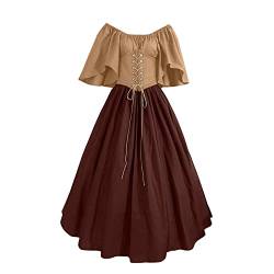 Caxndycing Mittelalter Kleid Damen Lang 18 Jahrhundert Renaissance Altmodische Vintage Trompetenärmel Kleid Vintage Historisches Trompetenärmel Kleid Partykleid Fasching Karneval kostüm von Caxndycing