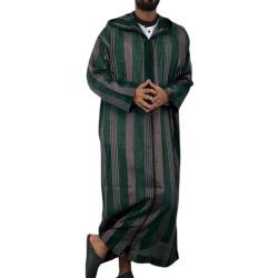 Caxndycing Muslim Herren Robes Lange Ärmel islamisch Mittlerer Osten Dubai Thobe Arabischer Robe Herren Muslimische Kleidung Saudi Arabien Ethnisch Kleidung Streifen von Caxndycing