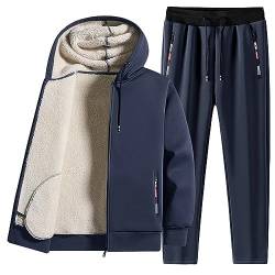 Caxndycing Warmer Jogginganzug Herren Winter Plüsch Trainingsanzug Herren Fleece Hausanzug Herren Winter Gefüttert und Warm Jogginganzug Männer Lang Bequemen 2 Teile von Caxndycing