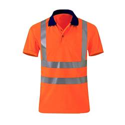 Caxndycing Warnshirt Warnschutz Polo-Shirt T-Shirt Hi-Viz Kurzarm Reflektierende Kurzarm Arbeitsshirt Kurzarmshirt Warnshirt Arbeitshemd sicherheits Tshirt Warnschutz Arbeitskleidung von Caxndycing