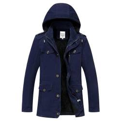 Caxndycing Winterjacke Herren Lange Jacken für den Winter Kapuzenmäntel Warm Hochwertige Herren Wintermäntel mit vielen Taschen Warmer Trenchcoat Dicke Herrenjacken von Caxndycing