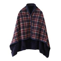 Herren Fleece Poncho Winter Warm Dicke Fleece Schal Umhang mit Knöpfen Übergroße Capes Cardigan Wrap Deckenstoffschaln Schulterwärmer Fleece Umhang Herbst Winter Warme Poncho Thermo von Caxndycing