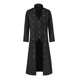 Herren Steampunk Mantel Gothic Cosplay Frack Viktorianische Langarm Kostüme Männer Karneval Jacke Stehkragen Mantel Karneval KostüM Cosplay Fashing Smoking Vintage Oitfit von Caxndycing