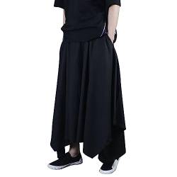 Rock Herren Unregelmäßiger Saum Kilt Japanischer Stil Rock Traditioneller Rock GroßE GrößEn Herrenhose Einfarbig Samurai Hakama Haremshose Einfarbig Baggy Streetwear von Caxndycing