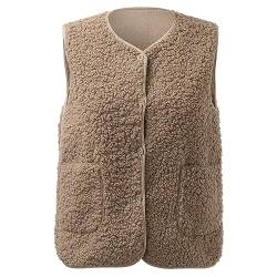 Teddy Fleece Weste Damen Kurzweste Teddyfleece Ärmellos Winterjacke Fleecejacke Herbst Winter Warm Ärmellos Westen Pelzjacke & Leicht Casual Einfarbig Damenweste Herbstmantel von Caxndycing