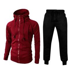 Trainingsanzug Herren Jogginganzug Männer Einfarbig Sweat Sportanzug Set Herbst Winter Modisches 2 Stück Herrenanzug Kapuzenjacke Sporthose Set Jogginganzug Sportanzug Jogger Fitness Streetwear von Caxndycing