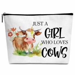 Kosmetiktasche, Make-up-Tasche mit Reißverschluss für Kulturbeutel, Zubehör -A01-A10, Girl Loves Cows, Kühe von Cazhes