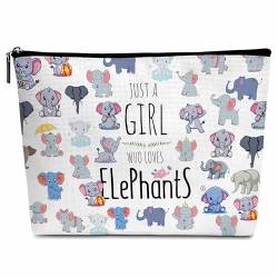 Kosmetiktasche, Make-up-Tasche mit Reißverschluss für Kulturbeutel, Zubehör -A01-A10, Girl Loves Elefanten, Elefanten von Cazhes