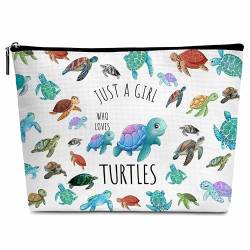 Kosmetiktasche, Make-up-Tasche mit Reißverschluss für Kulturbeutel, Zubehör -A01-A10, Girl Loves Turtles, Schildkröten von Cazhes