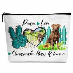 Kosmetiktasche für Hunde, Peace Love, Make-up-Tasche mit Reißverschluss, für Kulturbeutel, Zubehör – A16-A25, Chesapeake Bay Retriever, Chesapeake Bay Retriever von Cazhes