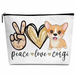 Kosmetiktasche für Hunde, Peace Love, Make-up-Tasche mit Reißverschluss, für Kulturbeutel, Zubehör – A16-A25, Corgi, Corgi von Cazhes
