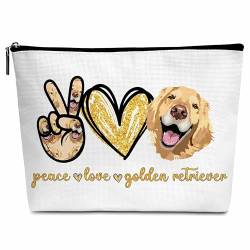 Kosmetiktasche für Hunde, Peace Love, Make-up-Tasche mit Reißverschluss, für Kulturbeutel, Zubehör – A16-A25, Golden Retriever, Golden Retriever von Cazhes