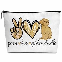 Kosmetiktasche für Hunde, Peace Love, Make-up-Tasche mit Reißverschluss, für Kulturbeutel, Zubehör – A16-A25, Goldene Kritzelei, Goldene Kritzelei von Cazhes