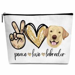 Kosmetiktasche für Hunde, Peace Love, Make-up-Tasche mit Reißverschluss, für Kulturbeutel, Zubehör – A16-A25, Goldener Labrador, Goldener Labrador von Cazhes
