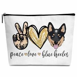 Kosmetiktasche für Hunde, Peace Love, Make-up-Tasche mit Reißverschluss für Kulturbeutel, Zubehör, Blauer Absatz, Blauer Absatz von Cazhes