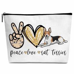 Kosmetiktasche für Hunde, Peace Love, Make-up-Tasche mit Reißverschluss für Kulturbeutel, Zubehör, Rat Terrier, Rat Terrier von Cazhes
