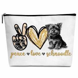 Kosmetiktasche für Hunde, Peace Love, Make-up-Tasche mit Reißverschluss für Kulturbeutel, Zubehör, Schnoodle, Schnoodle von Cazhes