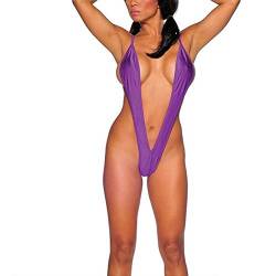 Cctiwee Damen Sling Shot One Piece Bikini Monokini Bademode Badeanzug (Violett), violett, onesize von Cctiwee