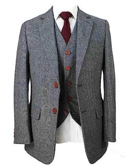 Cdkoke Herren Herringbone Kerbe Revers Blazer für Uniform Bankett alle Saison vielseitig Stoff Mantel von Cdkoke