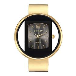CdyBox Damen-Armbanduhr, Stahlband, Armreif, Quarz-Armbanduhr für Mädchen und Frauen, tolles Geschenk, Gold von CdyBox