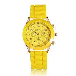 CdyBox Damen-Armbanduhr, modisch, Silikon, Quarz, für Männer, Mädchen, Jungen, Unisex gelb von CdyBox