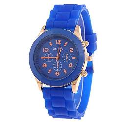 CdyBox Damen-Armbanduhr, modisch, luxuriös, Silikon-Quarzuhr, für Mädchen und Jungen, Unisex, Gelee blau von CdyBox