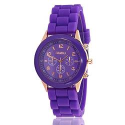 CdyBox Damen-Armbanduhr, modisch, luxuriös, Silikon-Quarzuhr, für Mädchen und Jungen, Unisex, Gelee violett von CdyBox