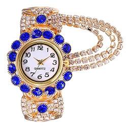CdyBox Damen-Armbanduhr mit Diamantbesatz, Quarz, offen, Legierung blau von CdyBox
