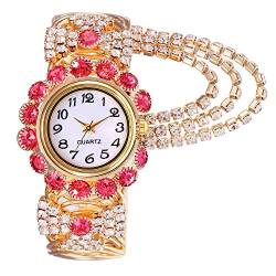 CdyBox Damen-Armbanduhr mit Diamantbesatz, Quarz, offen, Legierung rose von CdyBox