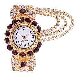 CdyBox Damen-Armbanduhr mit Diamantbesatz, Quarz, offen, Legierung violett von CdyBox