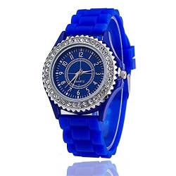 CdyBox Damenuhren, Silikonband, Strass-Armbanduhr., dunkelblau, von CdyBox