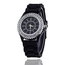 CdyBox Damenuhren, Silikonband, Strass-Armbanduhr., schwarz, von CdyBox
