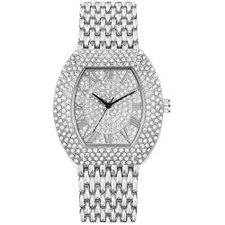 CdyBox Frauen Schleierkraut Eimer Uhr Mode Stahl Band römischen Diamant Damen Kleid Uhr Quarz Armbanduhren, silber von CdyBox