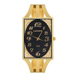 CdyBox Luxus-Armbanduhr für Damen, oval, fließendes Diamant-Zifferblatt, Quarz-Armbanduhr, Geschenke für Damen, Schwarz von CdyBox