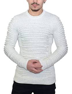 Ce & Ce Herren Pullover Sweater Slim Fit - Strickpullover in Weiß Körperbetont – Größe M bis XL von Ce & Ce