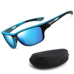 Ceboic Polarisierte Sonnenbrille Herren Damen, Retro Sport Fahrerbrille UV400 Schutz Leichter Langlebiger Golf Angeln Reisebrille, Mode Sonnenbrille mit Brillenetui (Blau) von Ceboic