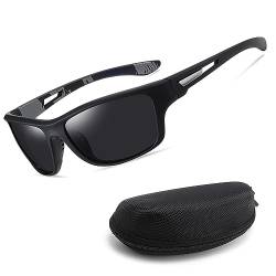 Ceboic Polarisierte Sonnenbrille Herren Damen, Retro Sport Fahrerbrille UV400 Schutz Leichter Langlebiger Golf Angeln Reisebrille, Mode Sonnenbrille mit Brillenetui (Schwarz) von Ceboic