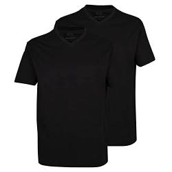 Ceceba Herren American T-Shirt, 2er Pack - V-Ausschnitt, Kurzarm, Baumwolle, Uni Schwarz 3XL von Ceceba