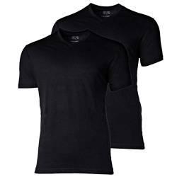 Ceceba Herren American T-Shirt, 2er Pack - V-Ausschnitt, Kurzarm, Baumwolle, Uni Schwarz 4XL von Ceceba